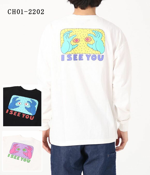 乐天商城 - CHUMS　【チャムス】　サヨリワダ　オーバーサイズドアイシーユー　ロングスリーブTシャツ　ロンT　ロングTシャツ　長袖Tシャツ　プリント　CH01-2202