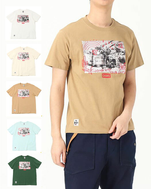 乐天商城 - CHUMS　【チャムス】　ドゥードゥルフォトTシャツ　トップス　Tシャツ　Doodle Photo T-Shirt　半袖Tシャツ　CH01-2159
