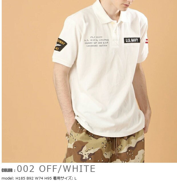 AVIREX　　ネイバル　NAVAL PATCHED POLO SHIRT　半袖ポロシャツ　　783-2136003