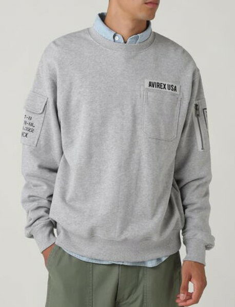 樂天商城 - AVIREX　【アビレックス/アヴィレックス】 FATIGUE CREWNECK SWEAT　ファティーグ　クルーネック　スウェット　プルオーバー　783-3932004