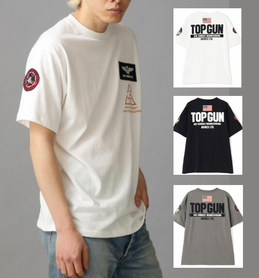 乐天商城 - AVIREX　【アビレックス/アヴィレックス】　TOP GUN PATCH & PRINT T-SHIRT　トップガン　パッチ＆プリント　クルーネック半袖Tシャツ　　783-3934013