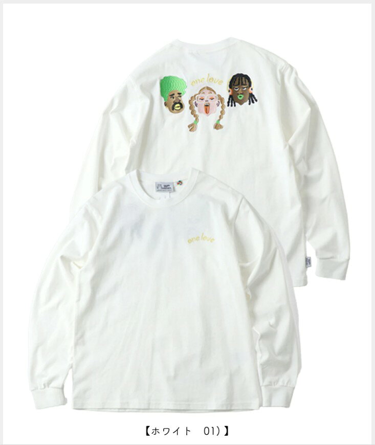 乐天商城 - gym master　【ジムマスター】　7.4oz ONE LOVE刺繍ロンTee　カットソー　トップス　長袖　部屋着　スマイル　かわいい　おもしろい　かっこいい　刺繍Tシャツ　G421742