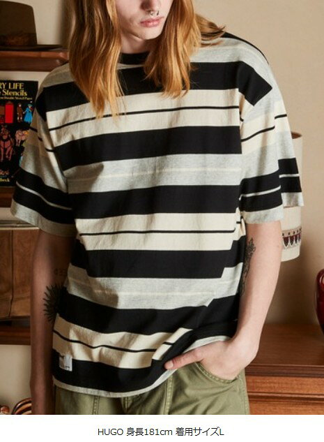 SCHOTT [샷] OG BORDER T-SHIRT 국경 T 셔츠 반소매 T 셔츠 782-5134012