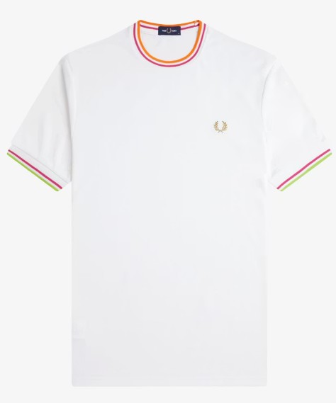 FRED PERRY 【フレッドペリー】 クルーネックロゴ半袖Tシャツ Twin Tipped Tennis T-Shirt リンガーTシャツ レギュラーフィット M9838