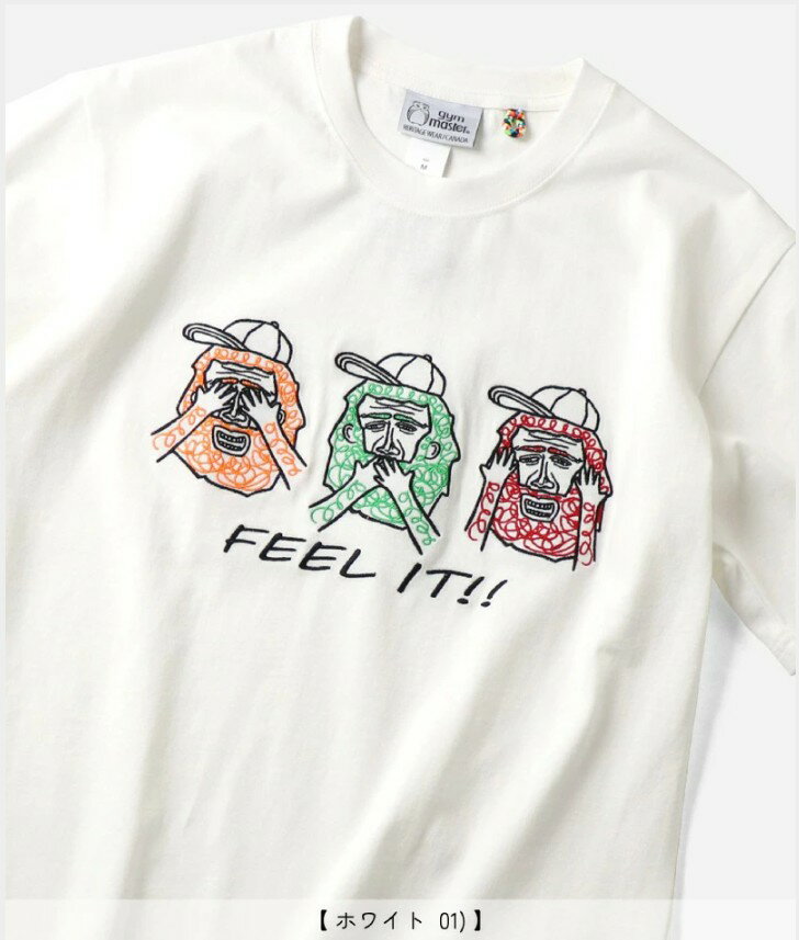 乐天商城 - gym master　【ジムマスター】　7.4oz FEEL IT!刺繍Tee　Tシャツ　カットソー　トップス　夏服　春夏　メンズ　レディース　半袖　部屋着　刺繍　おじさん　見ざる言わざる聞かざる　三猿　かわいい　おもしろい　かっこいい　おしゃれ　刺繍Tシャツ　カジュアル 　G521792