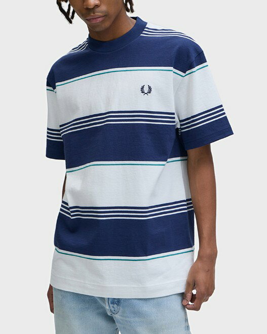 乐天商城 - FRED PERRY　【フレッドペリー】　ヘビーウェイト　ボーダーストライプ半袖Tシャツ　Heavyweight Striped T-Shirt　M2410