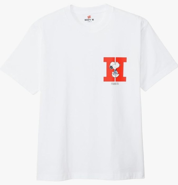 樂天商城 - Hanes　【ヘインズ】　Tシャツ　半袖　丸首　綿100%　丸胴仕様　タグレス仕様　PEANUTS×BEEFY-T　1P　ビーフィー　スヌーピー　ピーナッツ　HM1-D003