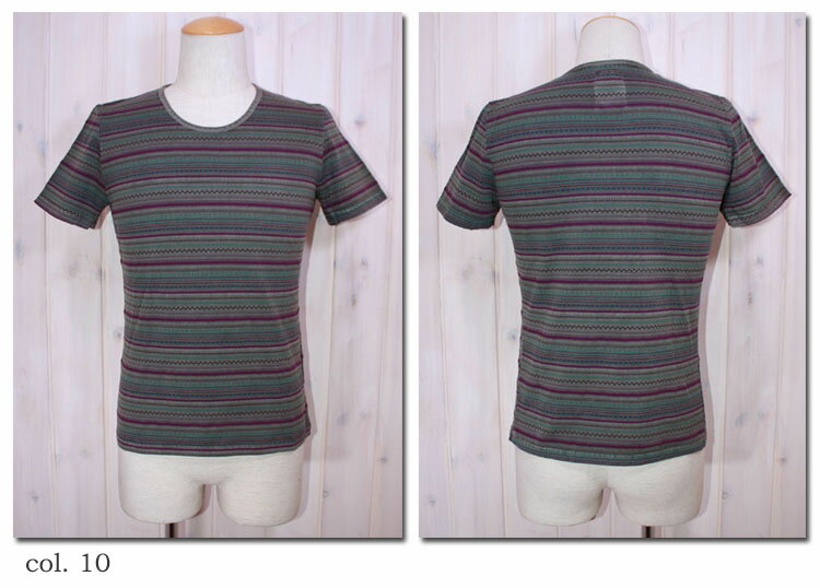 乐天商城 - RICEND　【リセンド】 ジャガードクルーTシャツ　602-7295　【10P09Jul16】col. 10/チャコール×パープル