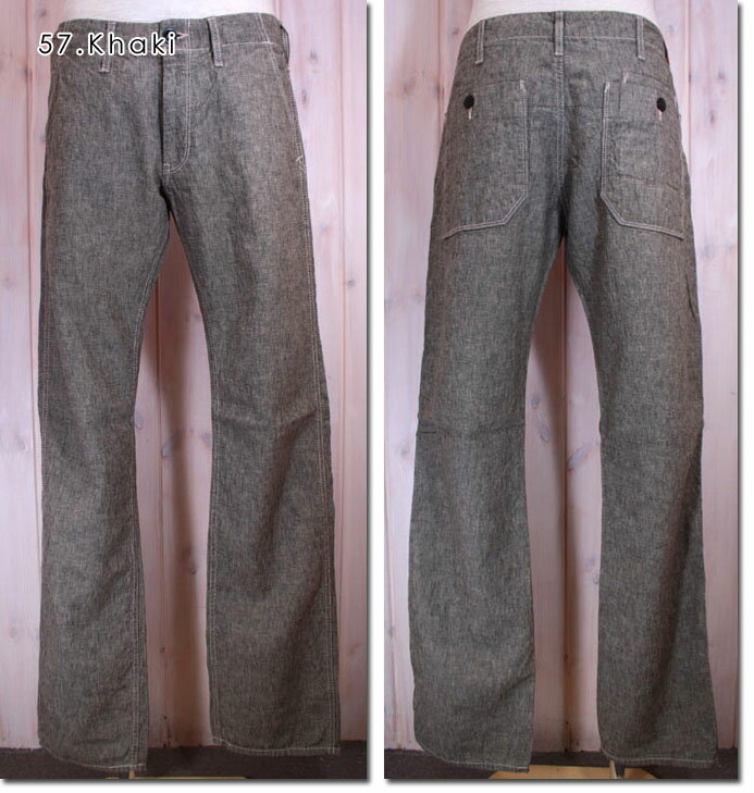 男性流行服飾 - BLUE WAY 【ブルーウェイ】　リネンコットンシャンブレーリラックスストレートパンツ　M1628　【10P09Jul16】