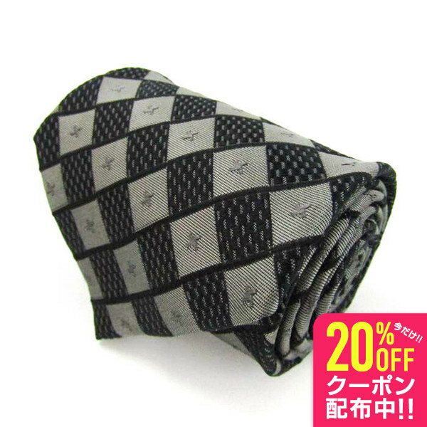 シンプルフレーズクラバット ブランド ネクタイ シルク チェック柄 小紋柄 ワイドタイ メンズ グレー SIMPLE PHRASE CRAVAT 【中古】
