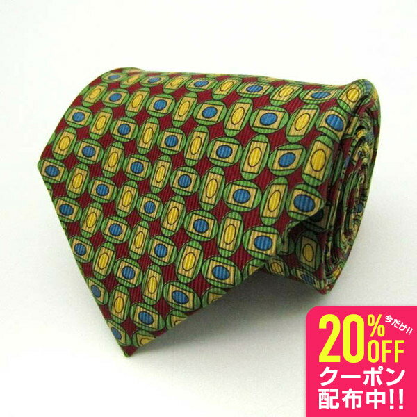 ホミー ブランド ネクタイ ドット 幾何学模様 シルク 日本製 メンズ グリーン homie 【中古】