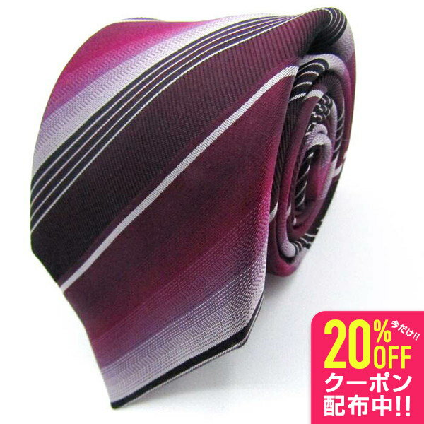 レミュー ブランド ネクタイ ストライプ柄 シルク メンズ ワインレッド LES MUES 【中古】