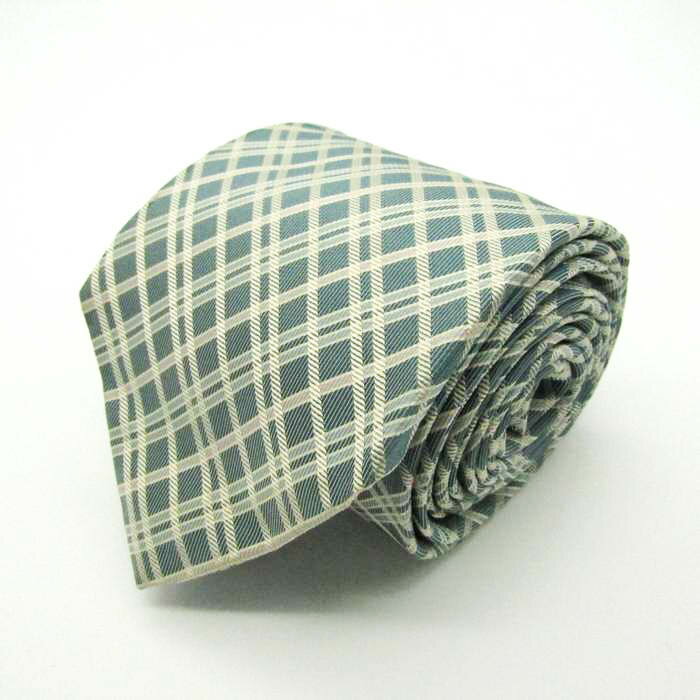 アンドリューズタイズ Andrew's Ties シルク イタリア製 チェック柄 ブランド 格子柄 グリーン シルク ブランド ネクタイ 送料無料 【中古】【良品】
