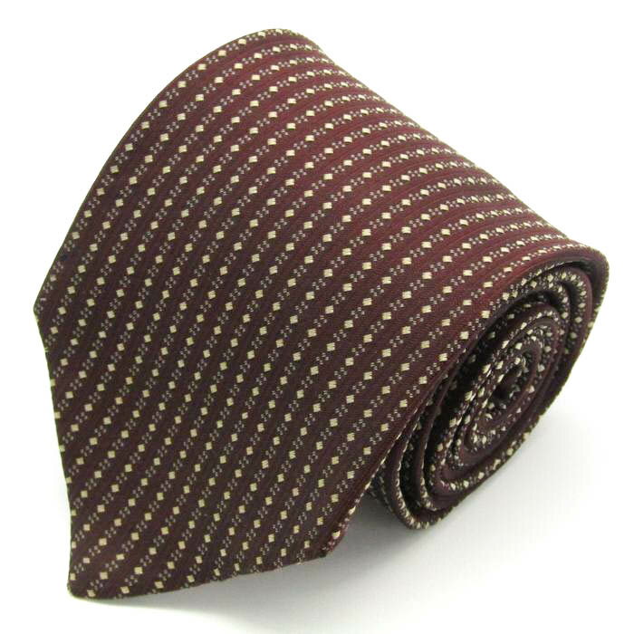コムサイズム COMME CA ISM シルク ドット柄 日本製 ブランド 小紋柄 ブラウン シルク ブランド ネクタイ 送料無料 【中古】【良品】