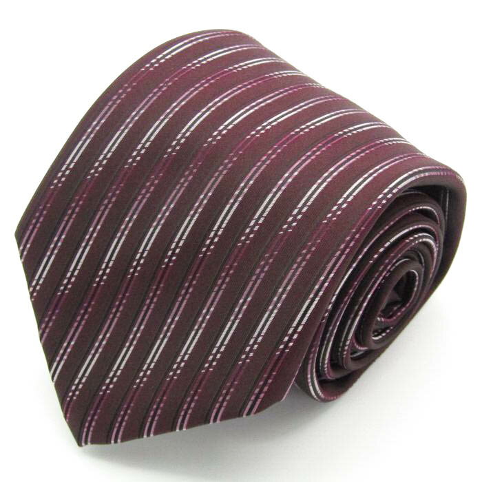 ゴールデンベア Golden Bear ライン柄 ブランド ストライプ柄 パープル シルク ブランド ネクタイ 送料無料 【中古】【良品】