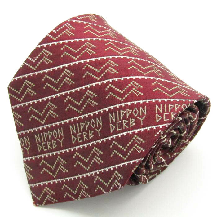日本ダービー NIPPON DERBY シルク 総柄 ドット柄 日本製 競馬 コレクション ブランド ライン柄 レッド..