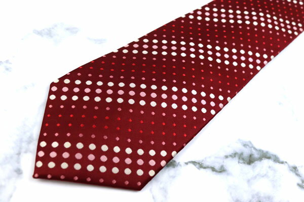 パーフェクトスーツファクトリー P.S.FA ドット柄 レッド シルク ブランド ネクタイ 送料無料 【中古】【美品】