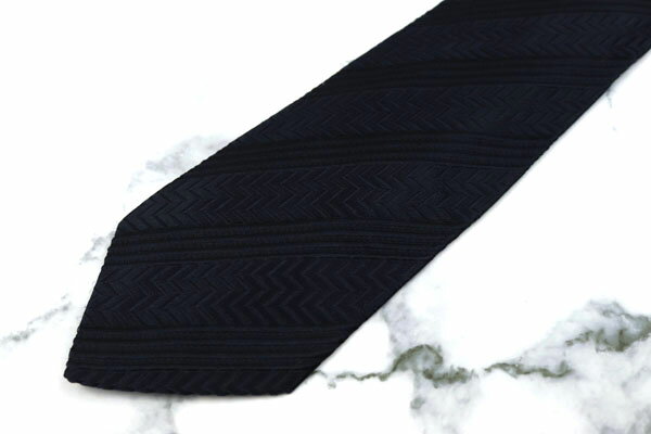 ベルモーレ BELLUMORE ストライプ柄 ネイビー シルク ブランド ネクタイ 送料無料 【中古】【美品】