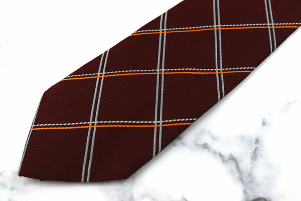 パーソンズ PERSON'S FOR MEN チェック柄 レッド シルク ブランド ネクタイ 送料無料 【中古】【美品】