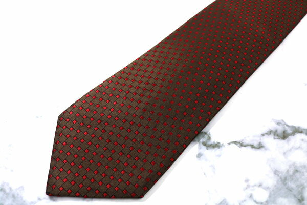 レミュー LES MUES チェック柄 ブラウン シルク ブランド ネクタイ 送料無料 【中古】【美品】