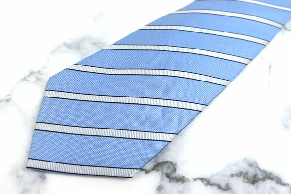 ブリックハウス BRICK HOUSE ストライプ柄 ブルー シルク ブランド ネクタイ 送料無料 【中古】【美品】