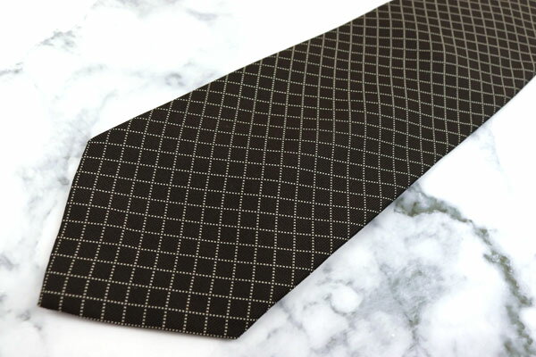 スーツカンパニー THE SUIT COMPANY チェック柄 ブラウン シルク ブランド ネクタイ 送料無料 【中古】【美品】