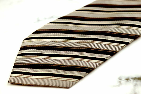 シンプルフレーズクラバット SIMPLE PHRASE CRAVAT シルク ポリエステル ストライプ柄 グレー シルク ブランド ネクタイ 送料無料 【中古】【美品】
