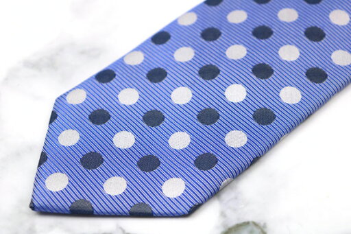 メイル&コー MALE&Co. ドット柄 ブルー シルク ブランド ネクタイ 送料無料 【中古】【美品】 メイル&コー MALE&Co. ドット柄 ブルー シルク ブランド ネクタイ 送料無料 【中古】【美品】
