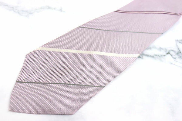 ユキトリイ YUKI TORII ストライプ柄 パープル シルク ブランド ネクタイ 送料無料 【中古】【美品】