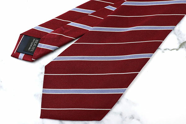 レミュー LES MUES ストライプ柄 レッド シルク ブランド ネクタイ 送料無料 【中古】【美品】