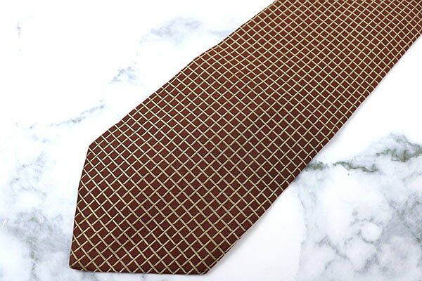 レミュー LES MUES チェック柄 ブラウン シルク ブランド ネクタイ 送料無料 【中古】【美品】