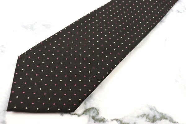シンプルフレーズクラバット SIMPLE PHRASE CRAVAT ドット柄 グレー ポリエステル ブランド ネクタイ 送料無料 【中古】【美品】