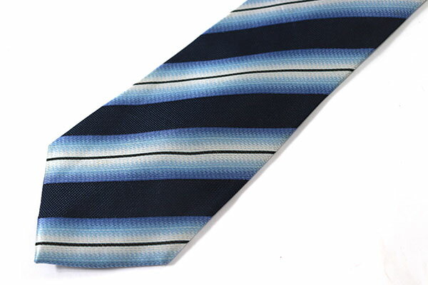 ファットゥーラ fattura ストライプ柄 ネイビー シルク ブランド ネクタイ 送料無料 【中古】【美品】
