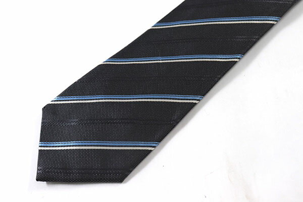シンプルフレーズクラバット SIMPLE PHRASE CRAVAT ストライプ柄 グレー ポリエステル ブランド ネクタイ 送料無料 【中古】【美品】