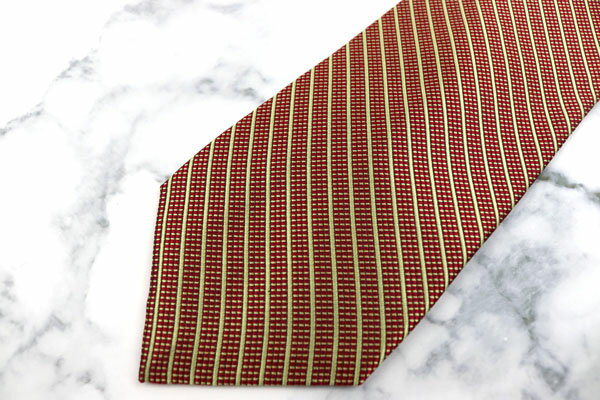 レミュー LES MUES ストライプ柄 レッド シルク ブランド ネクタイ 送料無料 【中古】【美品】