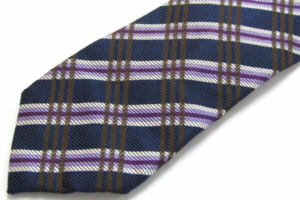 カルディアーネ チェック柄 ナロータイ シルク100％ メンズ ネクタイ 送料無料 【中古】【美品】