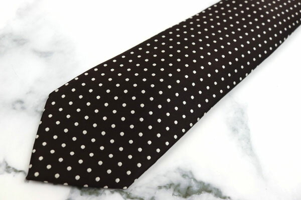 シンプルフレーズクラバット SIMPLE PHRASE CRAVAT ドット柄 ブラウン ポリエステル ブランド ネクタイ 送料無料 【中古】【美品】