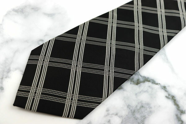 ブリックハウス BRICK HOUSE チェック柄 ブラック シルク ブランド ネクタイ 送料無料 【中古】【美品】