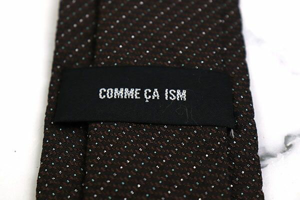 コムサイズム COMME CA ISM ドット柄 ナロータイ メンズ ネクタイ ブラウン 茶 送料無料 【中古】【美品】