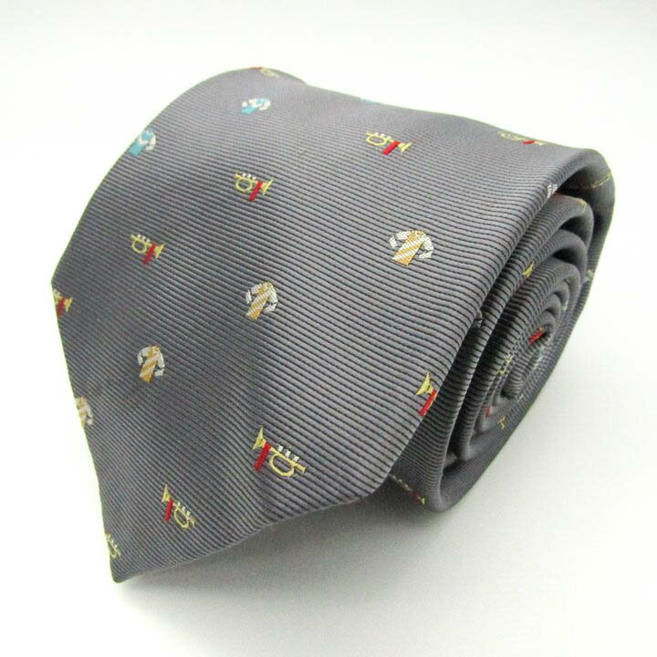 日本ダービー NIPPON DERBY シルク 競馬 コレクション 楽器 小紋柄 グレー シルク ブランド ネクタイ ..