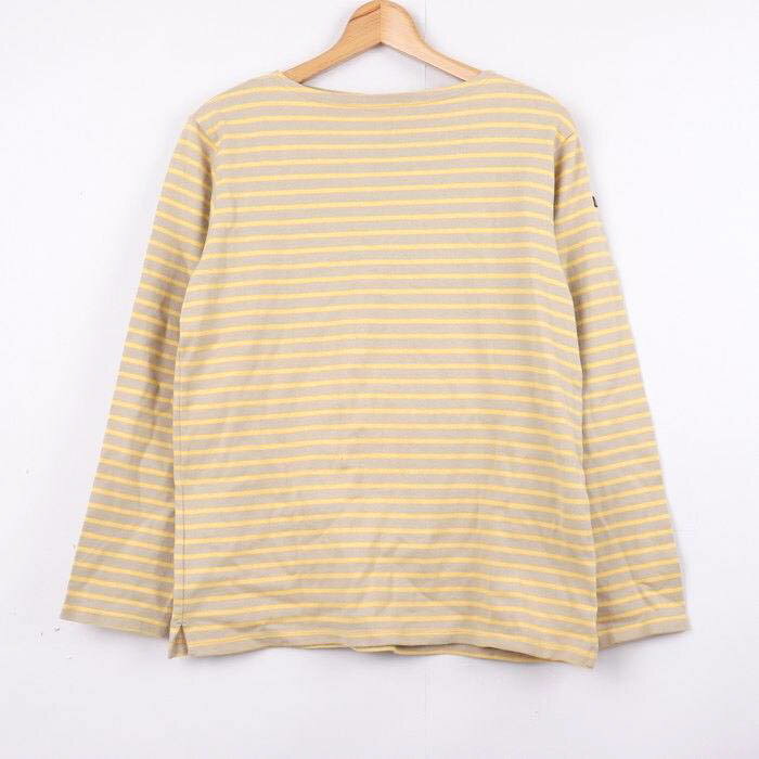 エーグル Tシャツ カットソー 長袖 ボートネック コットン100% トップス 日本製 メンズ Sサイズ ベージュ AIGLE 【中古】