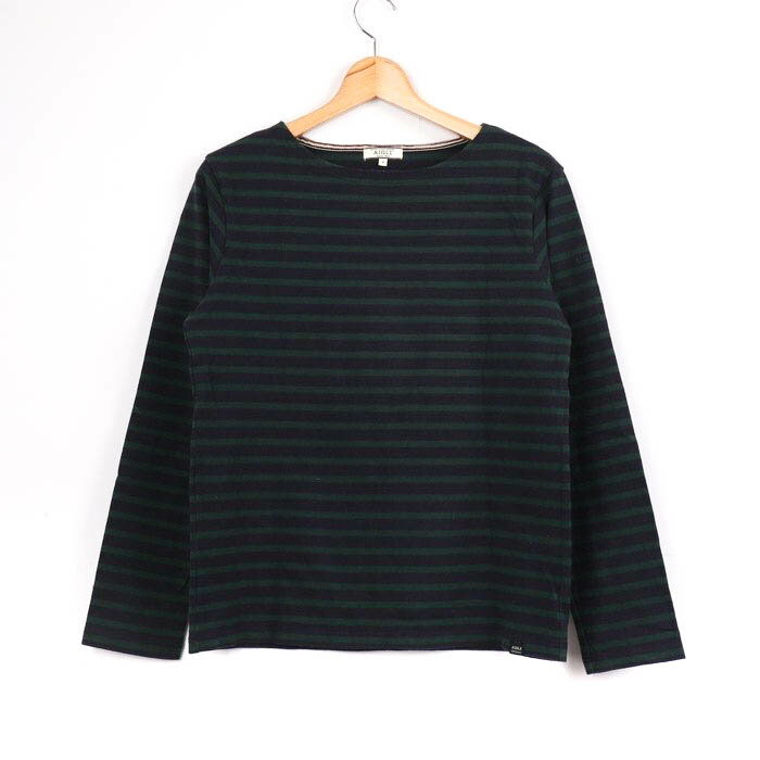 エーグル Tシャツ カットソー 長袖 コットン100% ボーダー トップス アウトドア トレッキング メンズ Sサイズ ネイビー AIGLE 【中古】