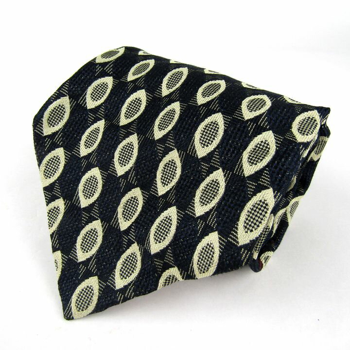 PRIMA CLASSE プリマクラッセ ブランドネクタイ ワイドタイン 総柄 シルク イタリア製 ハンドメイド メンズ ネイビー 【中古】(4)