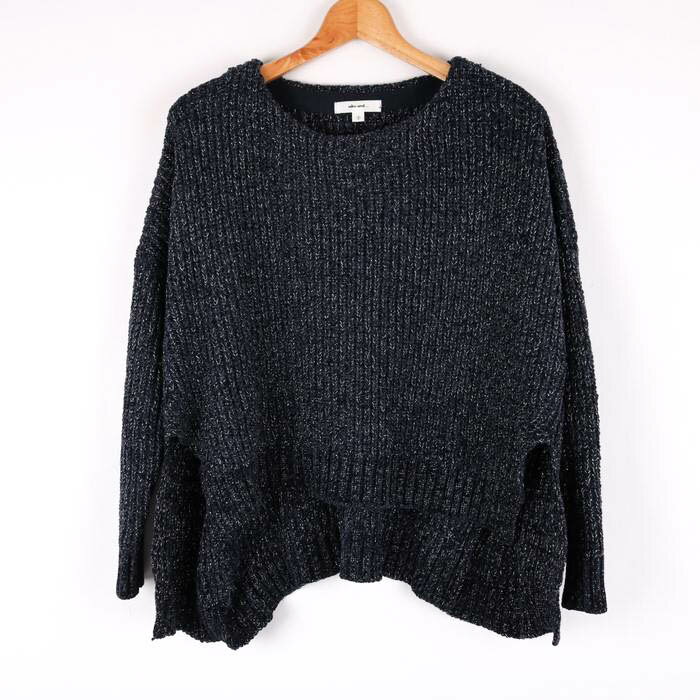 niko and... ニコアンド ニット セーター 7分袖 丸首 サイドスリット トップス レディース 3サイズ ブルー 【中古】