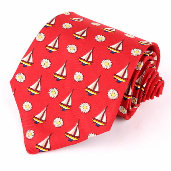 Faconnable ファッソナブル ブランドネクタイ 総柄 ヨット シルク フランス製 ハンドメイド メンズ レ..