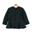 Roseanna ローズアンナ ノーカラージャケット 7分袖 ペプラム 総柄 サンプル アウター トゥモローランド レディース 36サイズ グリーン 【中古】