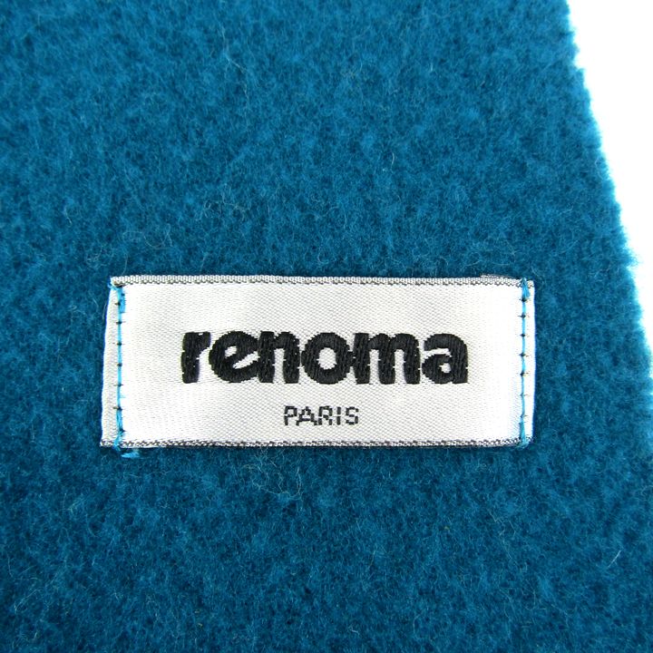 【6/20 20:00〜39％OFFクーポン配布中】レノマ マフラー 無地 ロゴ 刺繍 フリンジ シンプル ブランド 小物 レディース ブルー renoma 【中古】 2