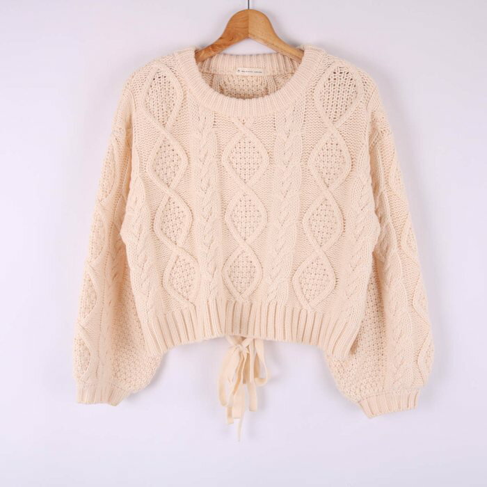 マジェスティックレゴン 長袖ニット セーター クルーネック バックリボン トップス レディース Mサイズ..