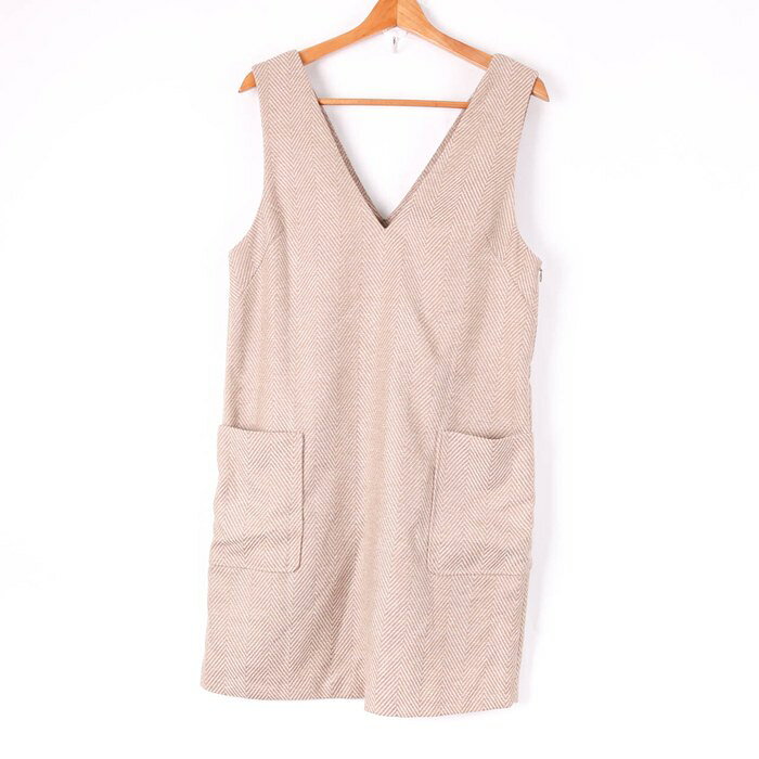 【楽天スーパーSALE 50％OFF】ロペピクニック ワンピース ジャンパースカート 膝丈 Vネック ヘリンボーン 無地 レディース 38サイズ ベージュ ROPE PICNIC 【中古】 barce-13200295 barce パッケージ画像