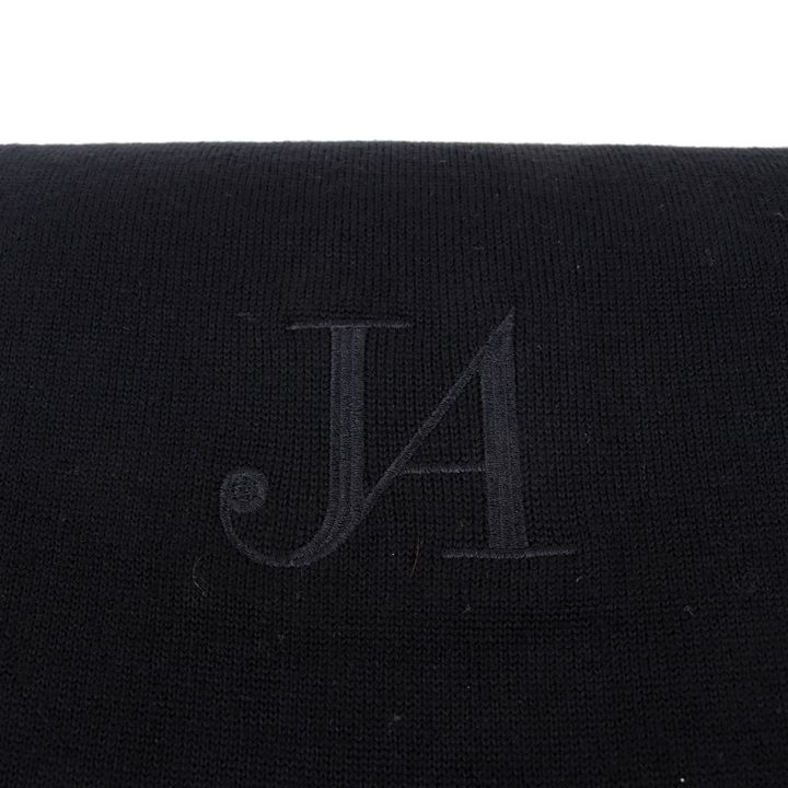 ジュン アシダ マフラー 無地 ロゴ刺繍 フリンジ ブランド 小物 黒 レディース ブラック jun ashida 【中古】
